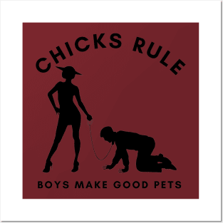 Chicks Rule Boys Make Good Pets Humor Female Empowerment Feminism Posters and Art